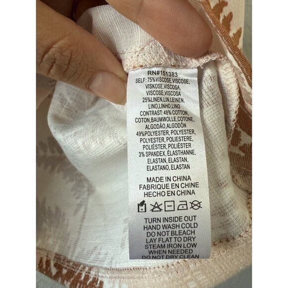 Anthropologie Current Air Linen Smocked Collar Top Floral Coquette Tropical XS - Picture 8 of 10